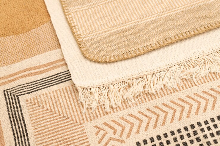 rugs in a beige color palette layered together